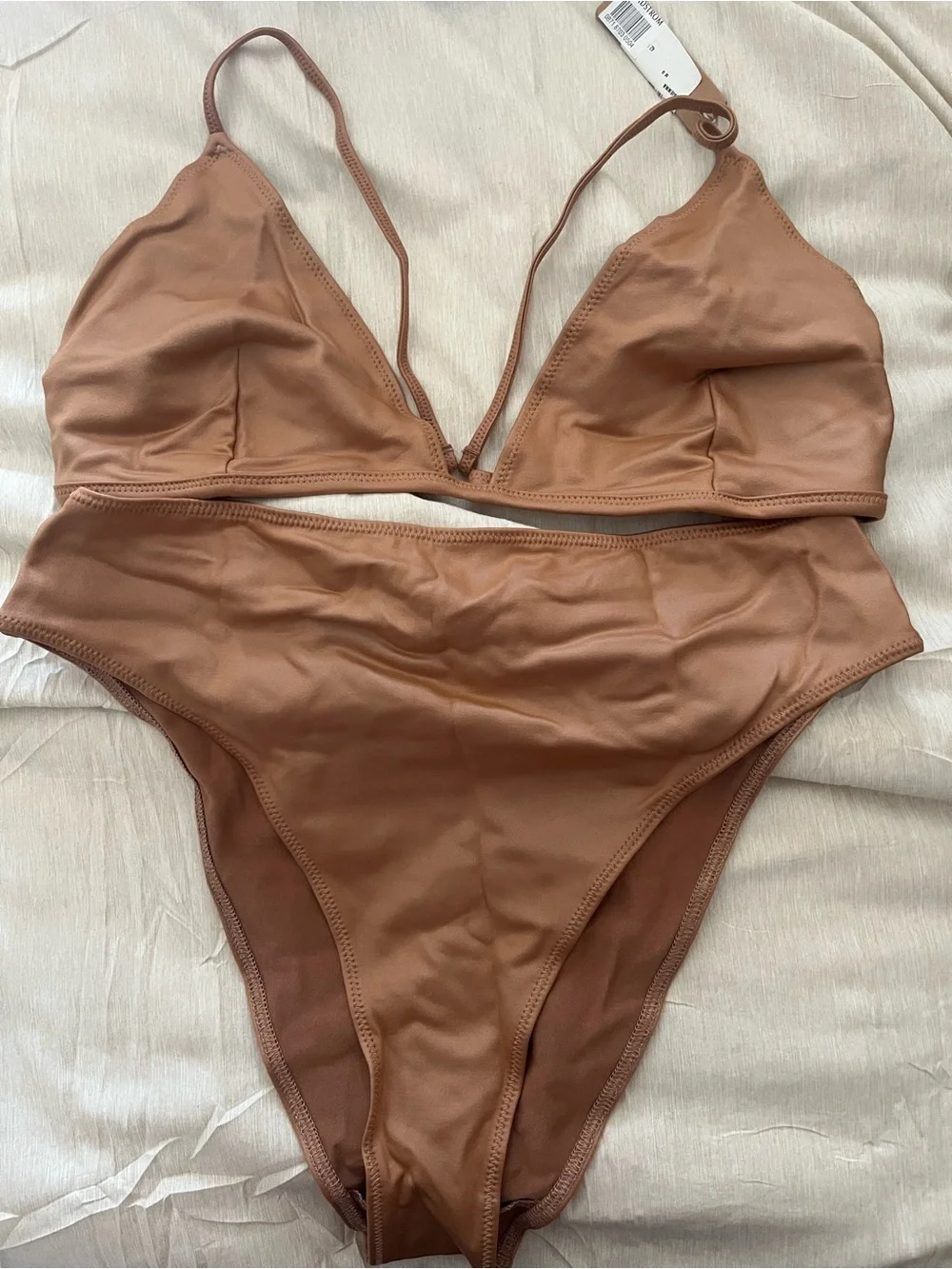 Skims High-Waist Triangle Bikini Set in Warm Brown (Sienna) NWT